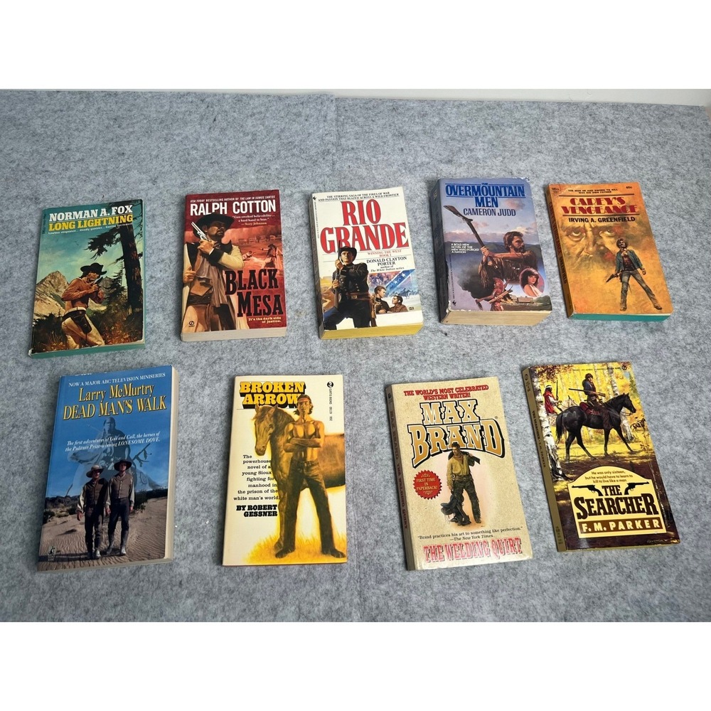Lot of 9 Vintage Western‎ Novels F.M. Parker Cameron Judd Irving Greenfield